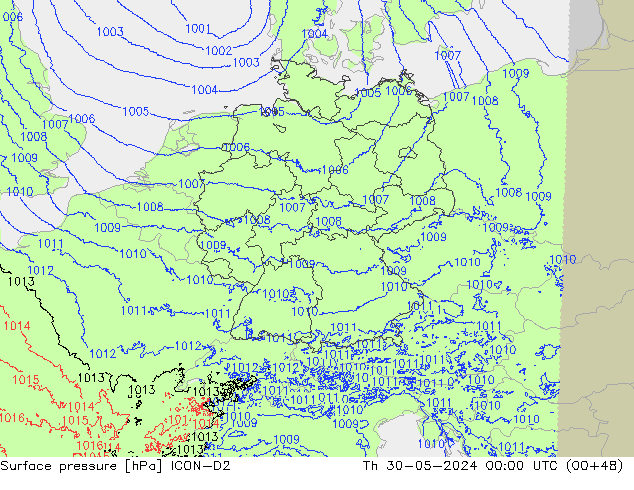 ciśnienie ICON-D2 czw. 30.05.2024 00 UTC