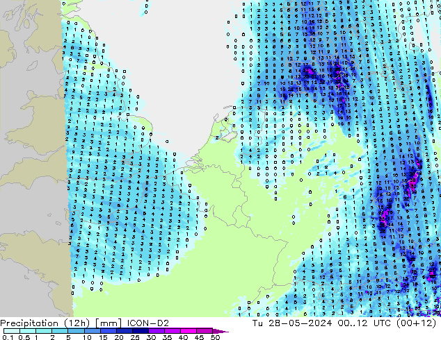 Precipitación (12h) ICON-D2 mar 28.05.2024 12 UTC