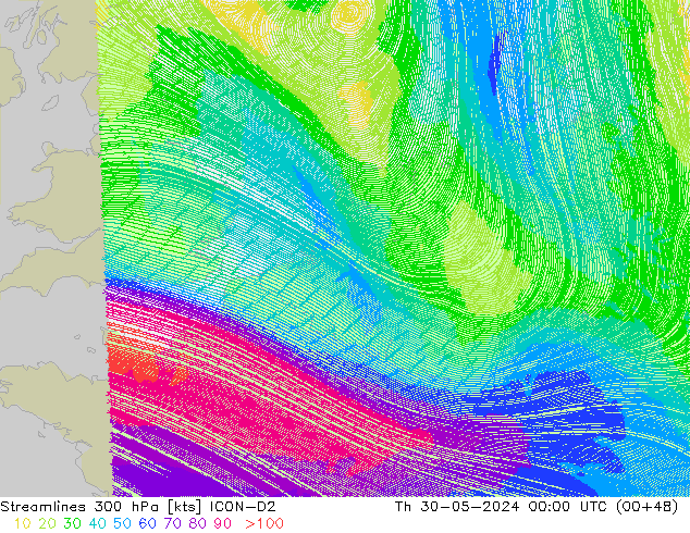 Rüzgar 300 hPa ICON-D2 Per 30.05.2024 00 UTC