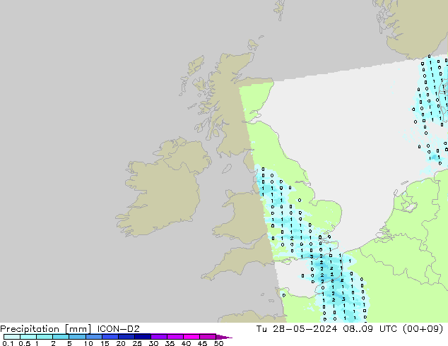 Precipitation ICON-D2 Tu 28.05.2024 09 UTC
