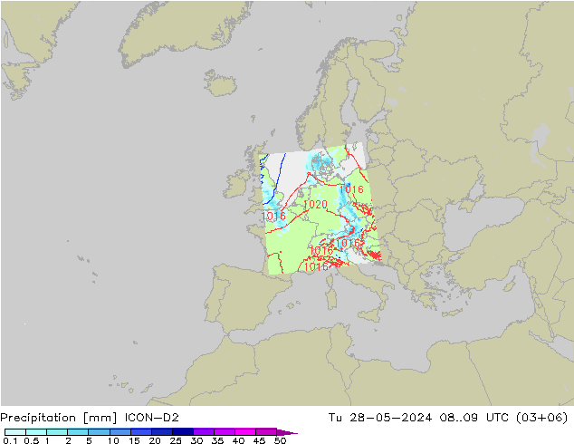 Niederschlag ICON-D2 Di 28.05.2024 09 UTC