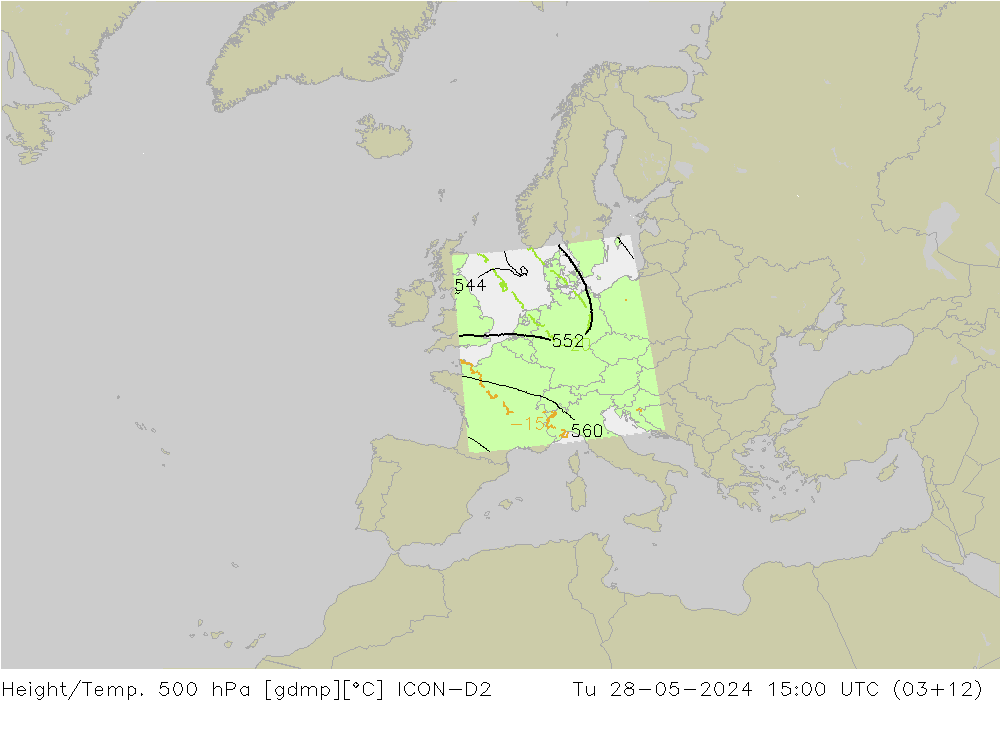 Geop./Temp. 500 hPa ICON-D2 mar 28.05.2024 15 UTC