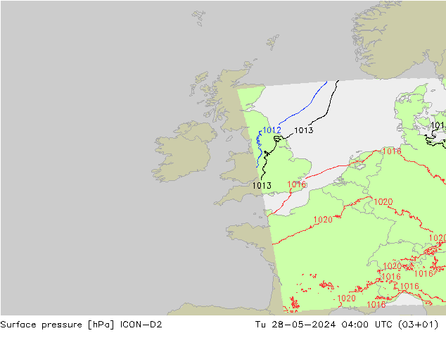 Yer basıncı ICON-D2 Sa 28.05.2024 04 UTC