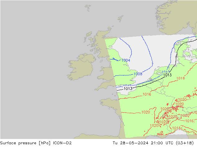 Luchtdruk (Grond) ICON-D2 di 28.05.2024 21 UTC