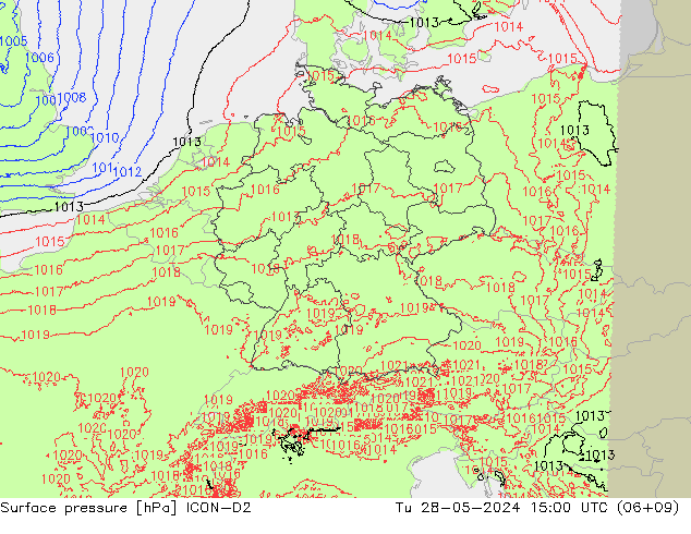 приземное давление ICON-D2 вт 28.05.2024 15 UTC