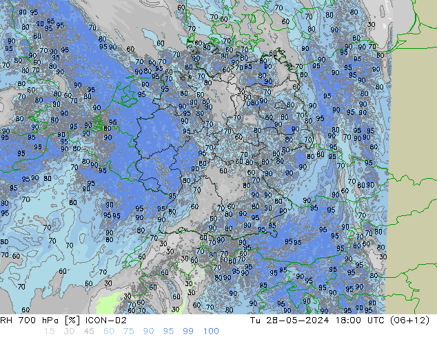 700 hPa Nispi Nem ICON-D2 Sa 28.05.2024 18 UTC