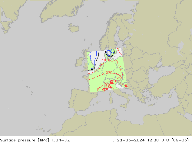 Bodendruck ICON-D2 Di 28.05.2024 12 UTC