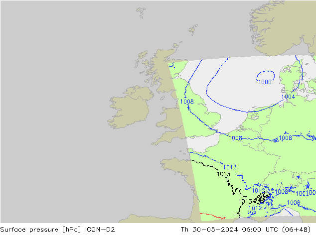 pression de l'air ICON-D2 jeu 30.05.2024 06 UTC