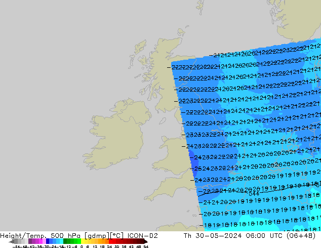 Height/Temp. 500 hPa ICON-D2  30.05.2024 06 UTC