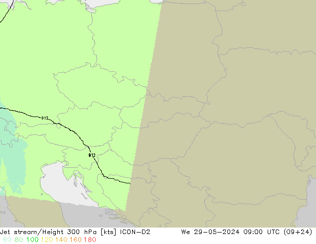 Jet stream/Height 300 hPa ICON-D2 We 29.05.2024 09 UTC