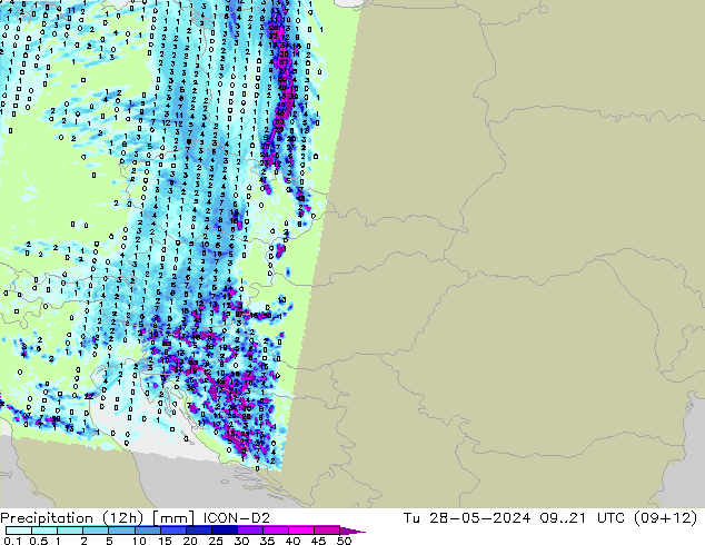Nied. akkumuliert (12Std) ICON-D2 Di 28.05.2024 21 UTC