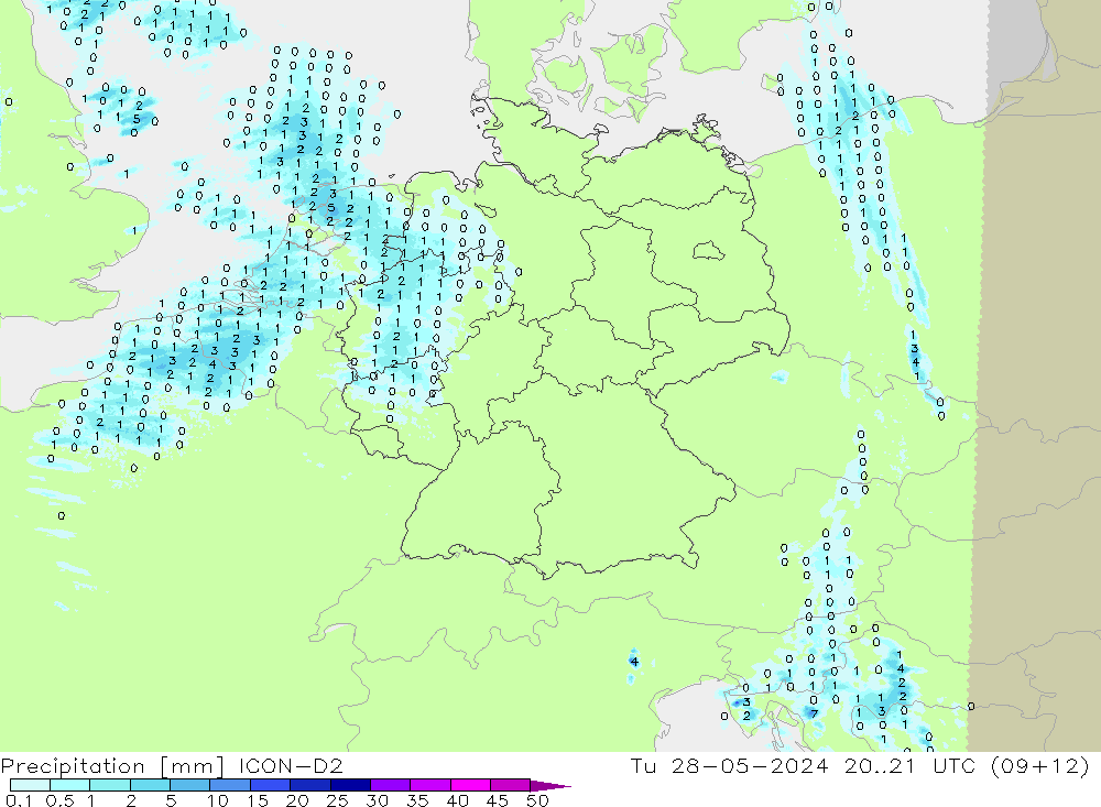 Niederschlag ICON-D2 Di 28.05.2024 21 UTC