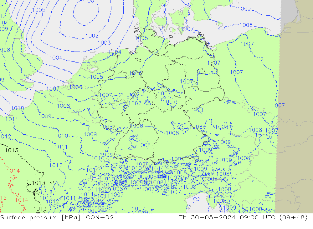 Yer basıncı ICON-D2 Per 30.05.2024 09 UTC