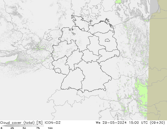 nuvens (total) ICON-D2 Qua 29.05.2024 15 UTC