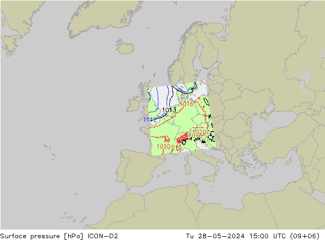 ciśnienie ICON-D2 wto. 28.05.2024 15 UTC