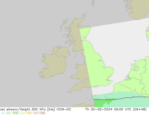 Prąd strumieniowy ICON-D2 czw. 30.05.2024 09 UTC