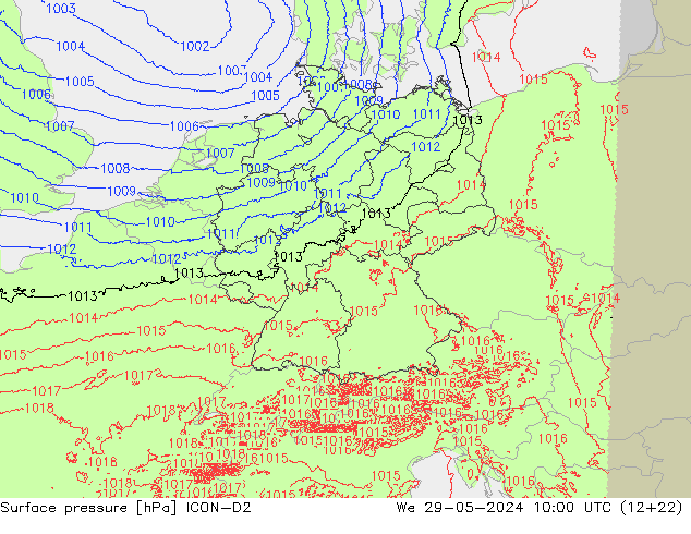 приземное давление ICON-D2 ср 29.05.2024 10 UTC