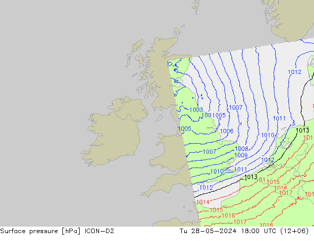 Yer basıncı ICON-D2 Sa 28.05.2024 18 UTC