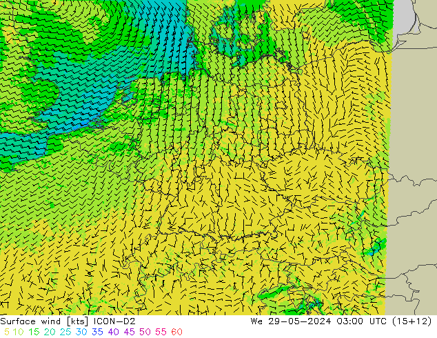 Bodenwind ICON-D2 Mi 29.05.2024 03 UTC