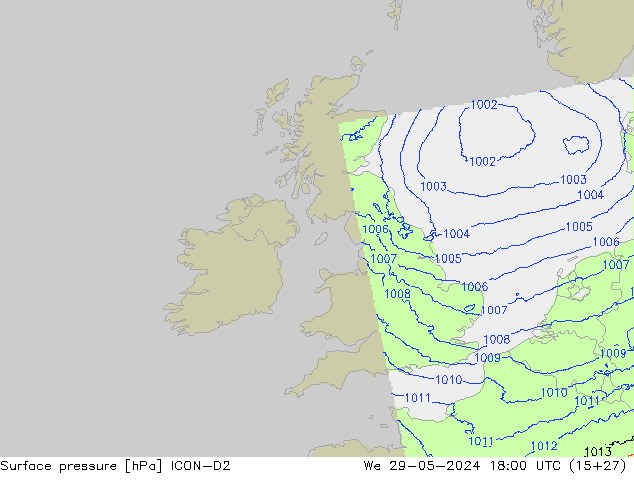 приземное давление ICON-D2 ср 29.05.2024 18 UTC