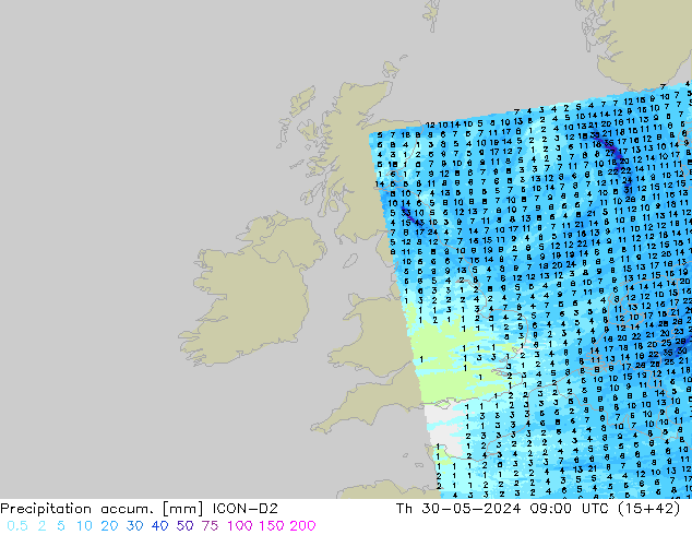 Toplam Yağış ICON-D2 Per 30.05.2024 09 UTC