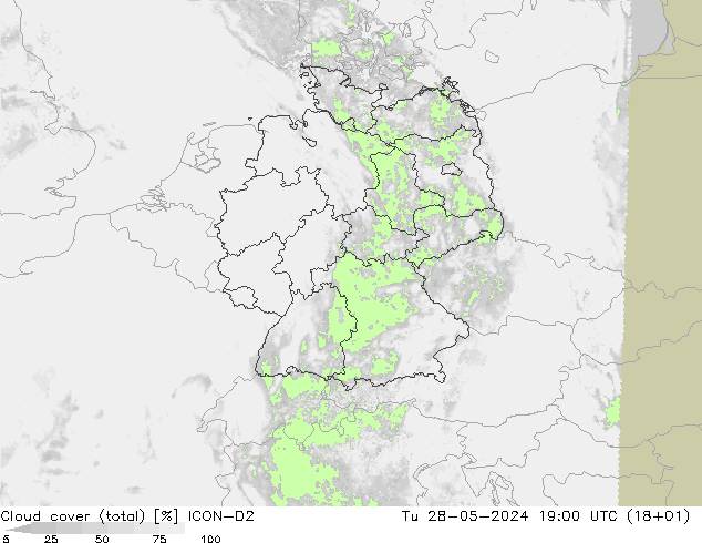 Bulutlar (toplam) ICON-D2 Sa 28.05.2024 19 UTC