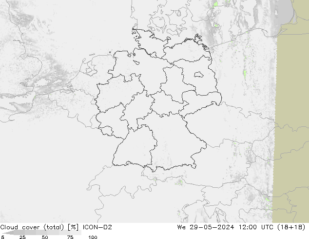 Bewolking (Totaal) ICON-D2 wo 29.05.2024 12 UTC