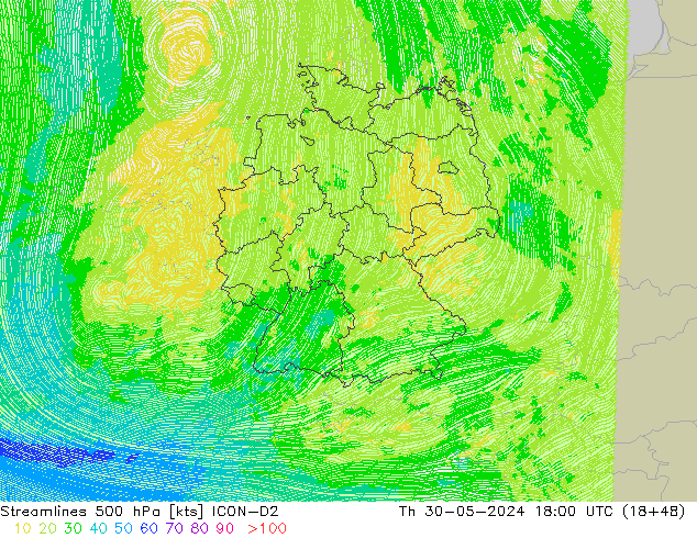 Rüzgar 500 hPa ICON-D2 Per 30.05.2024 18 UTC