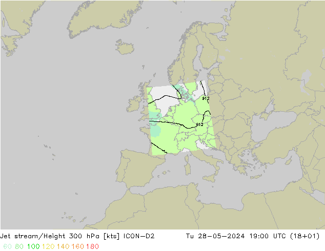 高速氣流 ICON-D2 星期二 28.05.2024 19 UTC