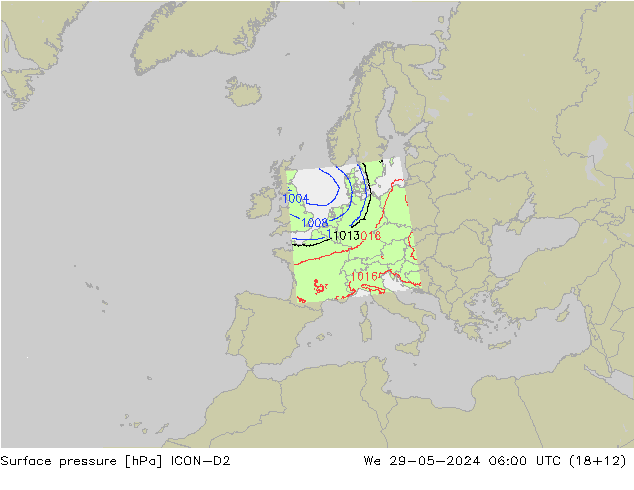 Bodendruck ICON-D2 Mi 29.05.2024 06 UTC