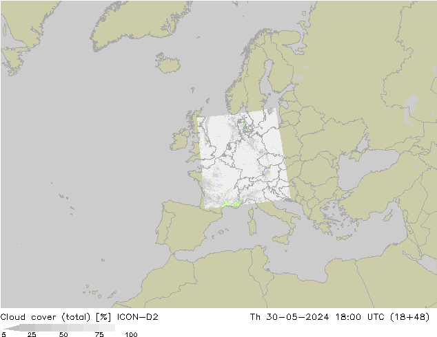 облака (сумма) ICON-D2 чт 30.05.2024 18 UTC