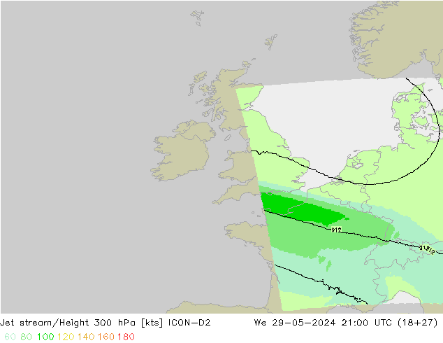 Jet Akımları ICON-D2 Çar 29.05.2024 21 UTC
