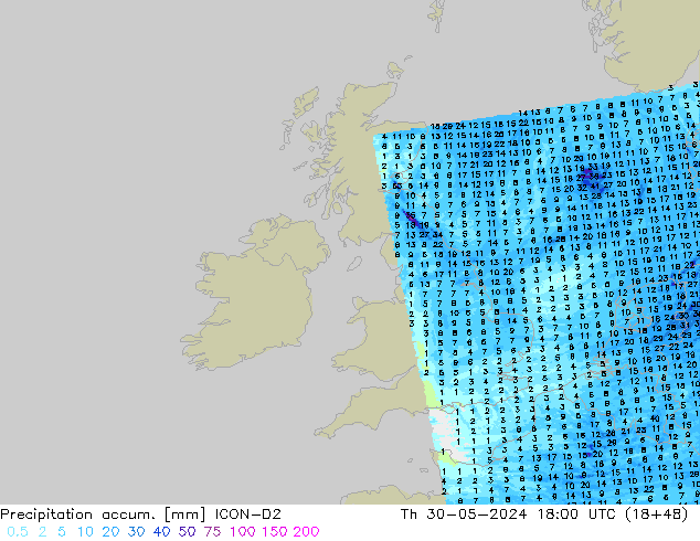 Nied. akkumuliert ICON-D2 Do 30.05.2024 18 UTC