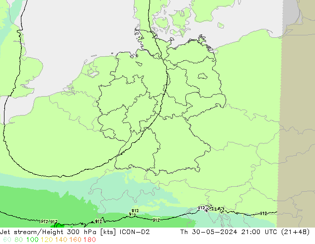 Jet Akımları ICON-D2 Per 30.05.2024 21 UTC