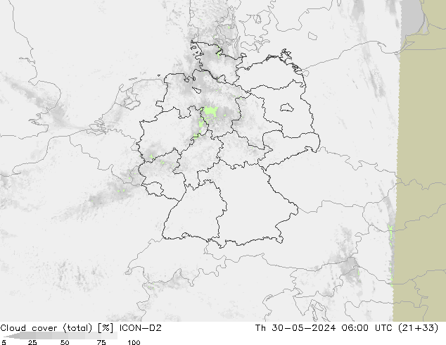 Bulutlar (toplam) ICON-D2 Per 30.05.2024 06 UTC