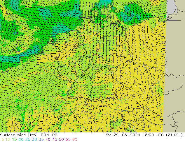  10 m ICON-D2  29.05.2024 18 UTC