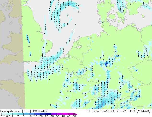 Niederschlag ICON-D2 Do 30.05.2024 21 UTC