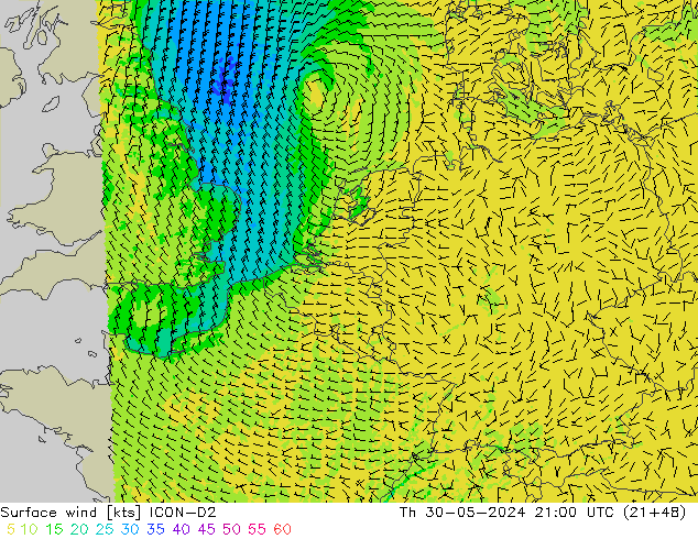  10 m ICON-D2  30.05.2024 21 UTC
