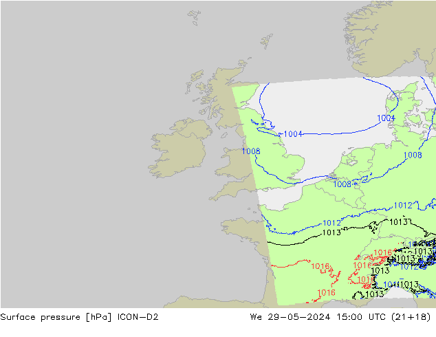 ciśnienie ICON-D2 śro. 29.05.2024 15 UTC