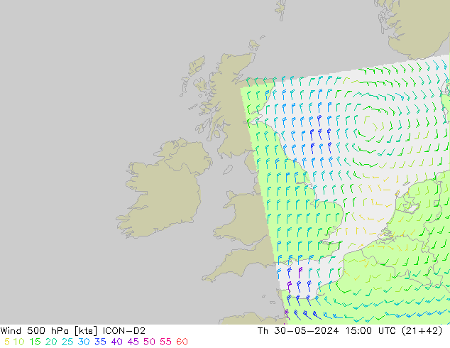 Rüzgar 500 hPa ICON-D2 Per 30.05.2024 15 UTC