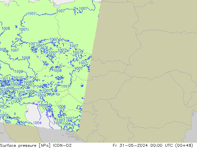 Bodendruck ICON-D2 Fr 31.05.2024 00 UTC