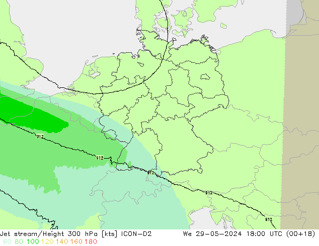 Courant-jet ICON-D2 mer 29.05.2024 18 UTC