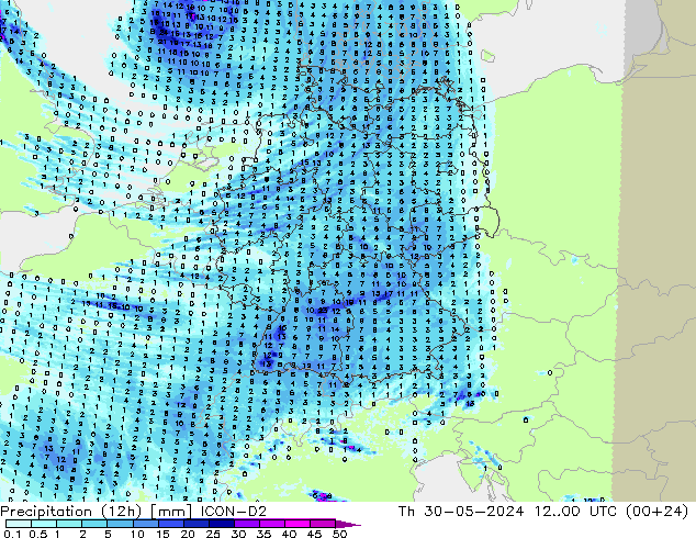 Nied. akkumuliert (12Std) ICON-D2 Do 30.05.2024 00 UTC