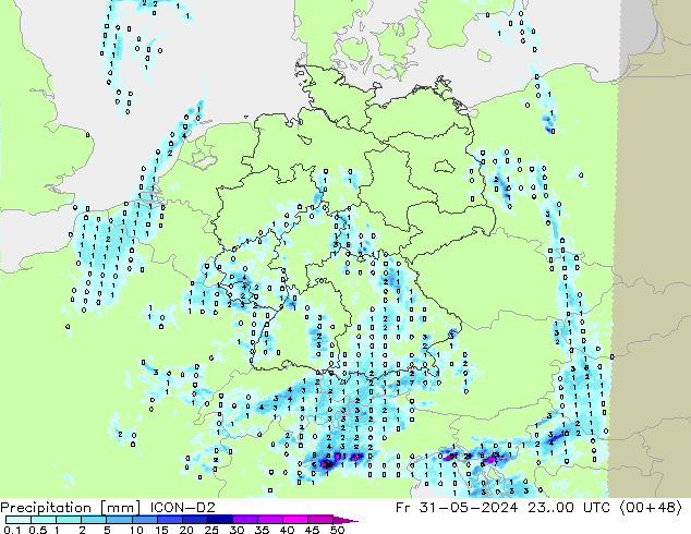 Niederschlag ICON-D2 Fr 31.05.2024 00 UTC