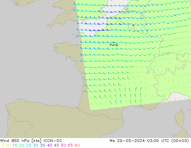  850 hPa ICON-D2  29.05.2024 03 UTC