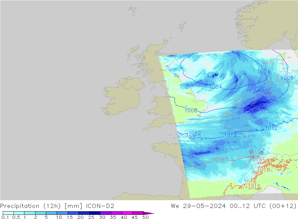 Precipitation (12h) ICON-D2 St 29.05.2024 12 UTC