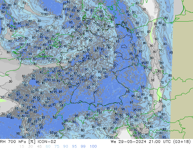 RV 700 hPa ICON-D2 wo 29.05.2024 21 UTC
