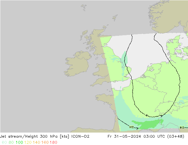 Jet Akımları ICON-D2 Cu 31.05.2024 03 UTC