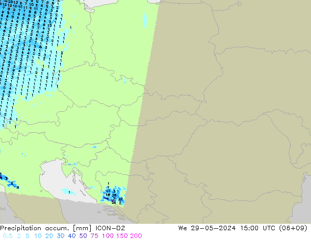 Toplam Yağış ICON-D2 Çar 29.05.2024 15 UTC