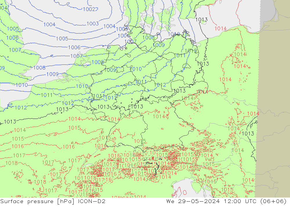 Bodendruck ICON-D2 Mi 29.05.2024 12 UTC